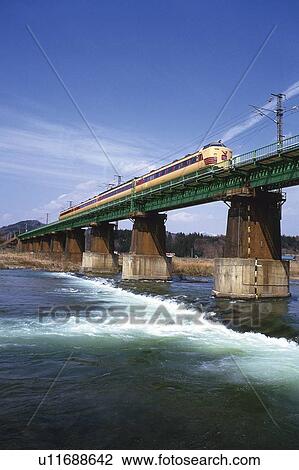 Limited Express Train Crossing The River View Large Photo Image Stock Image - Limited Express Train Crossing The River. Fotosearch