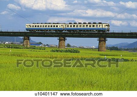 Stock Photo - Rural Landscape and Local Train. Fotosearch