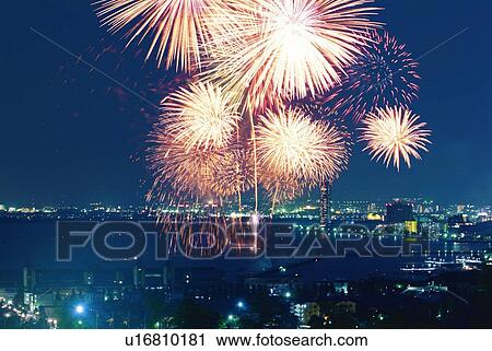 Fireworks exploding in sky, long exposure View Large Photo Image Stock Image - Fireworks exploding in sky, long exposure. Fotosearch