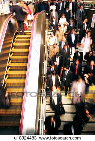 Bannister, Blurred, Carrying, Crowded, Escalator View Large Photo Image Stock Image - Bannister, Blurred, Carrying, Crowded, Escalator. Fotosearch