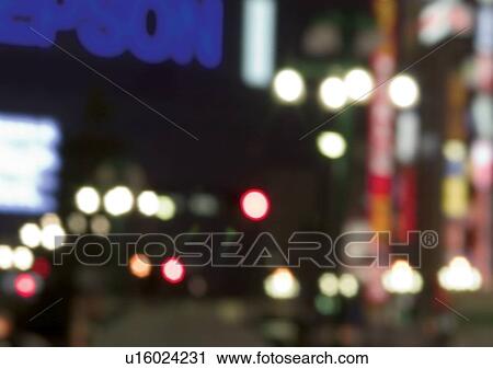 Stock Image - Building, City, Dark, Glowing. Fotosearch