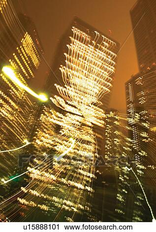 Stock Image - Outdoor, Night, Skyscraper. Fotosearch