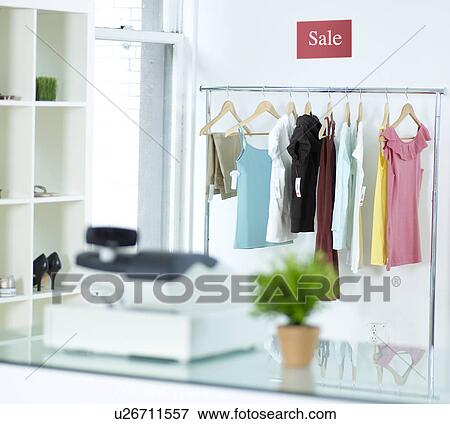 Sale Sign Above Clothes Rail View Large Photo Image Stock Photo - Sale Sign Above Clothes Rail. Fotosearch