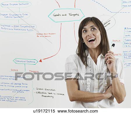 Stock Photography - Mid-Adult Woman Having an Idea by Whiteboard. Fotosearch