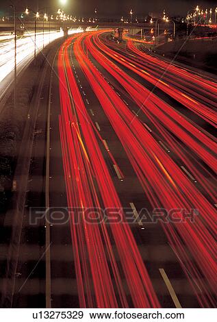 Blurred Motion, Cars, Illuminated, Night, Outdoor View Large Photo Image Stock Photo - Blurred Motion, Cars, Illuminated, Night, Outdoor. Fotosearch