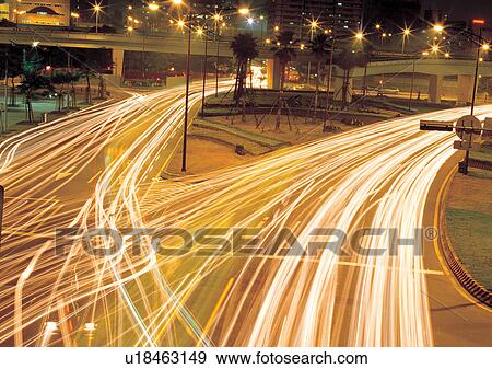 Blurred Motion, Illuminated, Multi Lane Highway View Large Photo Image Stock Photo - Blurred Motion, Illuminated, Multi Lane Highway. Fotosearch