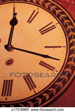 Stock Image - Circle, Hour Hand, Full Frame, Close-Up, Antique. Fotosearch