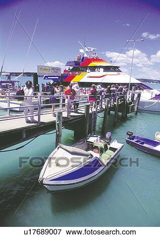 Stock Photo - Blue Sky, Boat, Bridge, Clouds, Day. Fotosearch