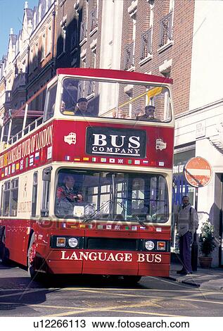 Stock Image - Building Exterior, Bus, Day, Double Decker Bus. Fotosearch