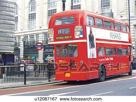 Stock Photo - Building Exterior, Bus, Day, Double Decker Bus. Fotosearch