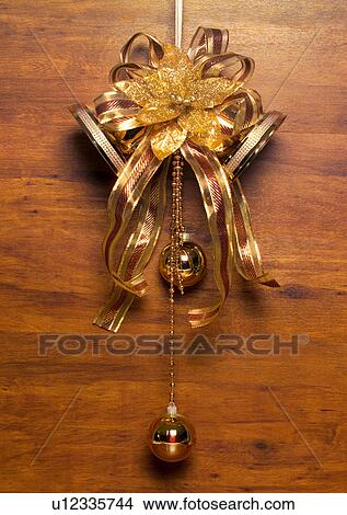 Picture - Christmas Décor, Celebrations, Décor, Bow, Christmas, Christmas Decoration, Christmas Ornament. Fotosearch