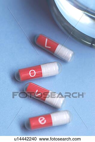 Stock Image - Love Tokens, Alphabet, Candy, Capsule, Close-Up. Fotosearch