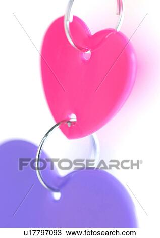 Stock Image - Love Tokens, Close-Up, Hanging, Heart Shape, Indoor. Fotosearch