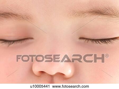 Stock Image - Close-Up, Full Frame, Eyes Closed, Eyebrow, About Babies. Fotosearch