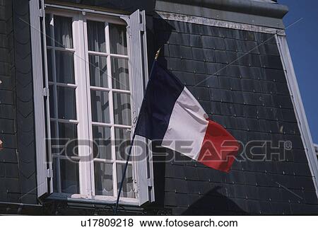 The France National Flag And A Window View Large Photo Image Stock Photo - The France National Flag And A Window. Fotosearch