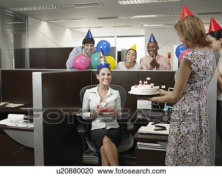 Office workers having birthday party View Large Photo Image Stock Image - Office workers having birthday party. Fotosearch
