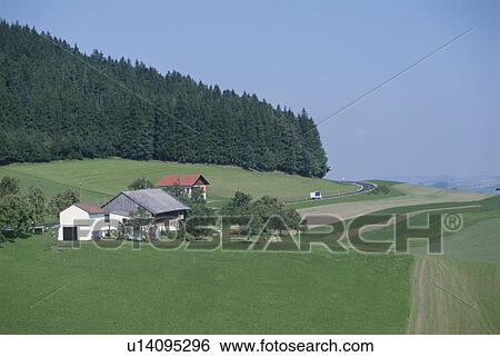 Stock Photograph - A House And Forest In Switzerland. Fotosearch