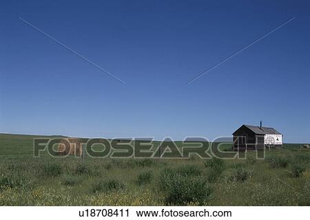 One Hut And Hay Roll In Canada View Large Photo Image Stock Image - One Hut And Hay Roll In Canada. Fotosearch