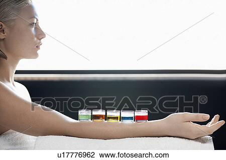 Young woman receiving aroma therapy View Large Photo Image Stock Image - Young woman receiving aroma therapy. Fotosearch