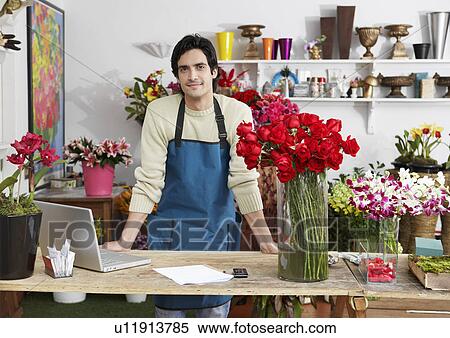 Stock Photography - Male florist (portrait). Fotosearch