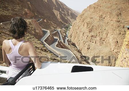 Woman Looking at Gorge View Large Photo Image Stock Photography - Woman Looking at Gorge. Fotosearch
