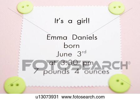 Stock Image - Birth announcement card. Fotosearch