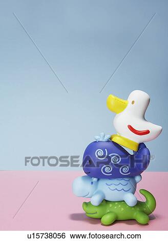 Stock Photograph - Stack of Plastic Toy Animals. Fotosearch