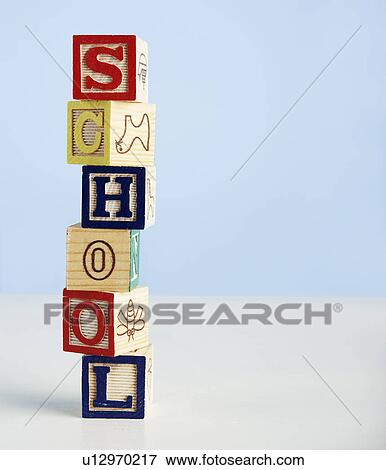 Stock Photo - Toy Blocks Spelling Out "School" . Fotosearch