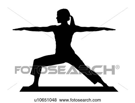 Stock Photo - Silhouette Of A Woman Posing On A Yoga Mat. Fotosearch