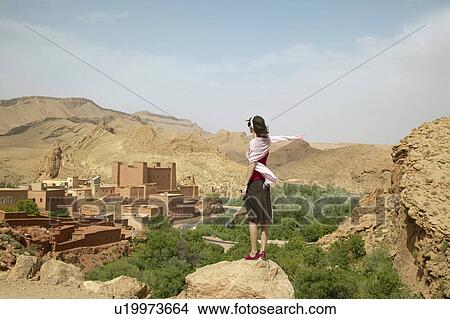 Picture - Woman Looking at Ruins . Fotosearch