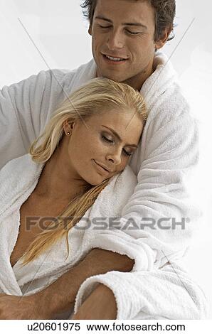 Young Couple in Dressing Gowns View Large Photo Image Stock Photography - Young Couple in Dressing Gowns. Fotosearch