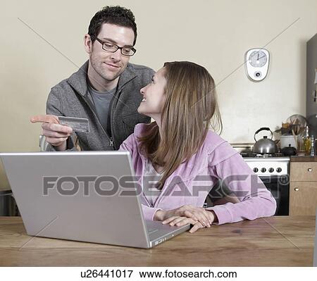 Couple Shopping Online View Large Photo Image Stock Photo - Couple Shopping Online. Fotosearch
