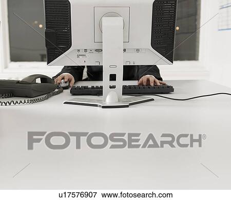 Businessman Working on Computer View Large Photo Image Stock Photo - Businessman Working on Computer. Fotosearch