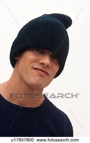 A Young Caucasian Male Wearing A Beanie Hat Stock Image