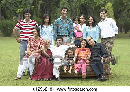 Portrait of a family outdoors View Large Photo Image Stock Photo - Portrait of a family outdoors. Fotosearch