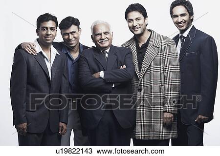 Stock Image - Portrait of a father and his four sons. Fotosearch