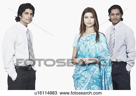 Portrait of a businesswoman with two businessmen View Large Photo Image Stock Image - Portrait of a businesswoman with two businessmen. Fotosearch