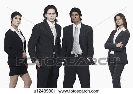 Portrait of two businessmen and two businesswomen smiling View Large Photo Image Stock Image - Portrait of two businessmen and two businesswomen smiling. Fotosearch
