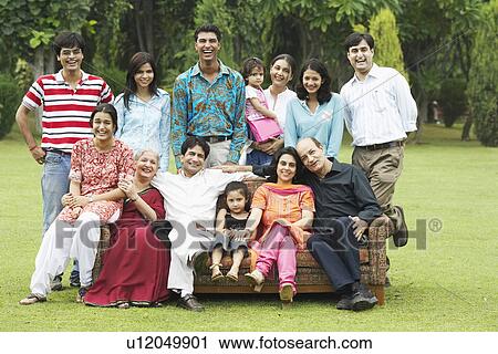 Stock Image - Portrait of a family outdoors. Fotosearch