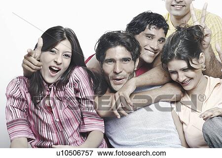 Portrait of a group of young people smiling View Large Photo Image Stock Photo - Portrait of a group of young people smiling. Fotosearch