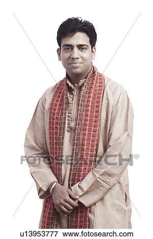 Stock Photo - Portrait of a young man wearing traditional clothing. Fotosearch
