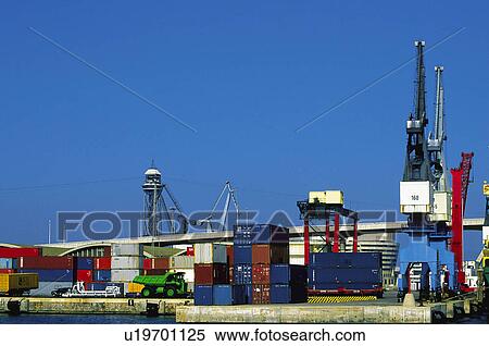 Derrick, Blue, Sky, Harbour, Harbor, Port, Seaport View Large Photo Image Stock Photography - Derrick, Blue, Sky, Harbour, Harbor, Port, Seaport. Fotosearch
