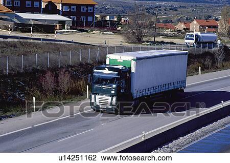 Stock Image - Transport, Transportation, Road, Road transport, Motorway, Freeway, Lorry. Fotosearch
