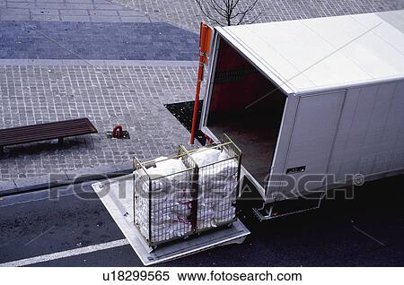 Stock Photography - Transport, Transportation, Delivery van, Removal van, Moving van, Clothes, Package. Fotosearch