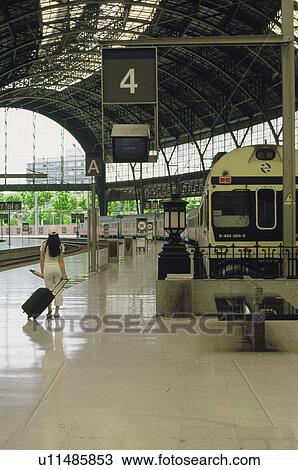 Stock Image - Transport, Transportation, Urban transport, Urban transportation, Railway station, Train, Trains. Fotosearch