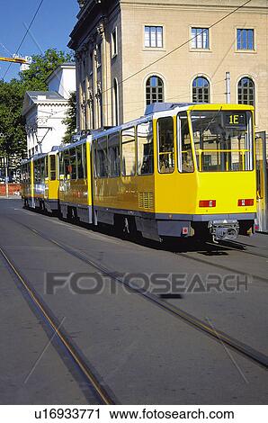 Stock Image - Transport, Transportation, Urban transport, Urban transportation, Public transport, Public transportation, Tram. Fotosearch