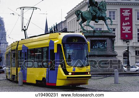 Stock Image - Transport, Transportation, Urban transport, Urban transportation, Public transport, Public transportation, Tram. Fotosearch