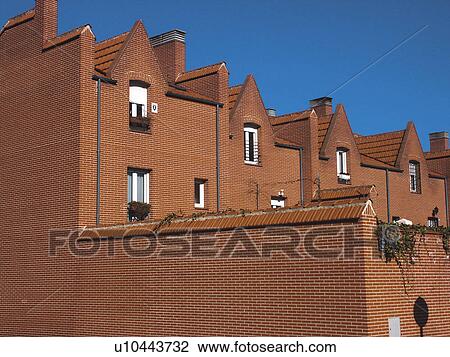 Stock Image - Building, Buildings, Architecture, Modern architecture, Window, Windows, Terraced house. Fotosearch