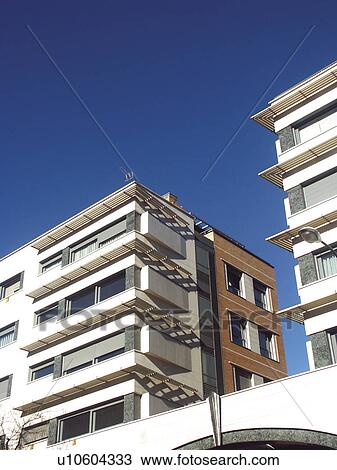 Stock Image - Building, Buildings, Architecture, Modern architecture, Window, Windows, Block of flats. Fotosearch