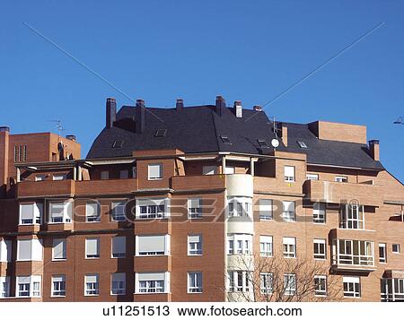 Stock Image - Building, Buildings, Architecture, Modern architecture, Window, Windows, Block of flats. Fotosearch